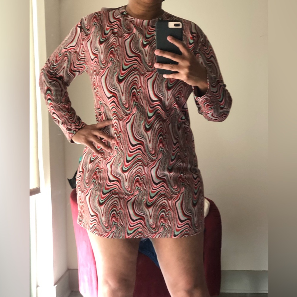NWT ZARA swirl print sweater mini dress - Picture 4 of 5
